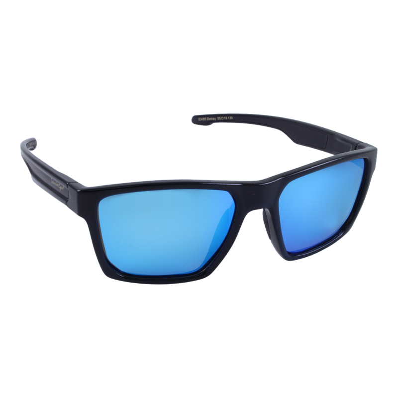 Islander Eyes® Delray Polarized Sunglasses in Glossy Black/Blue Mirror