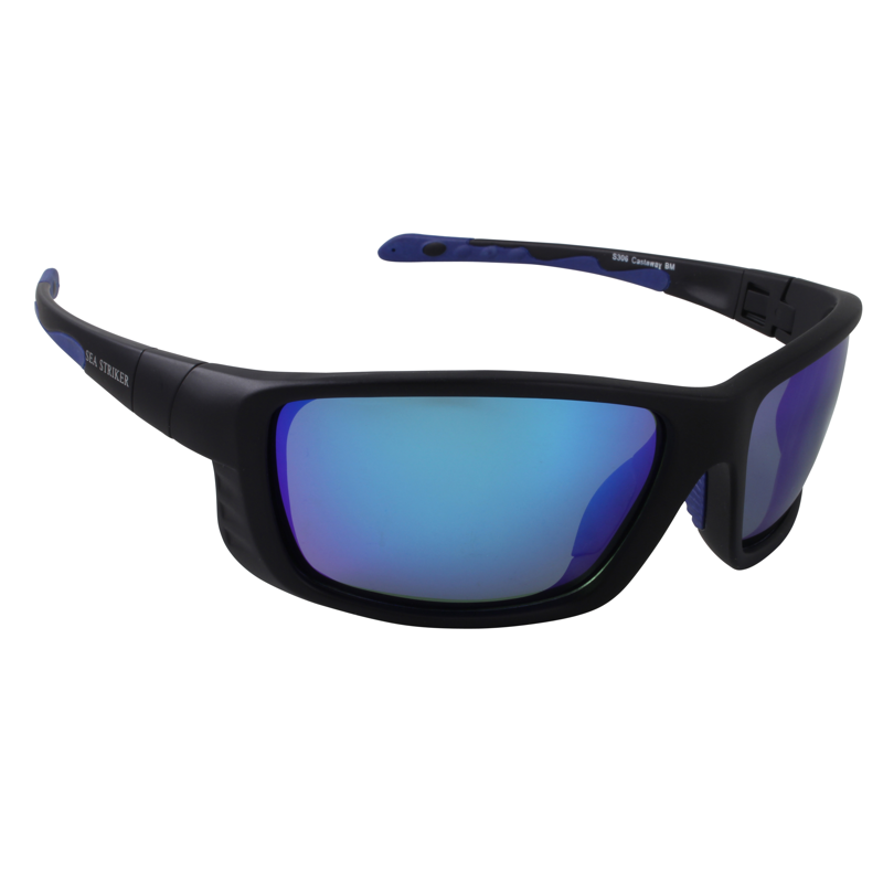 Sea StrikerĀ® Castaway Matte Black / Blue Mirror,Glossy Black / Blue Mirror Polarized Sunglasses