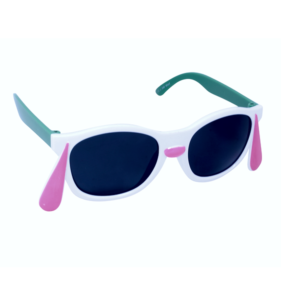 Just A Shade Smaller® Woof White Frame/Green Temples Children's Sunglasses