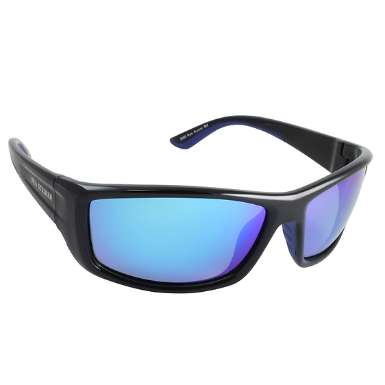 Sea Striker® Rum Runner Matte Black / Blue Mirror,Glossy Black / Blue Mirror Polarized Sunglasses