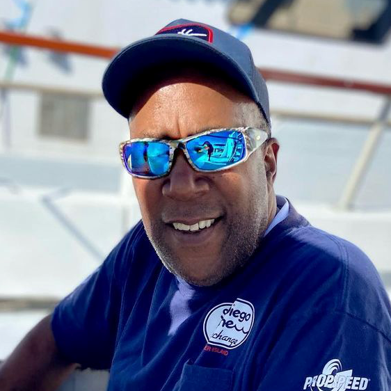 African American boat captain wearing Sea Striker Thresher sunglasses