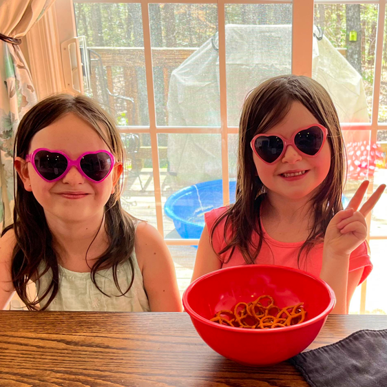 To children wearing Just A Shade Smaller Heart sunglasses