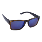 Just A Shade Smaller® Shade in Woodgrain and Black/Blue Mirror