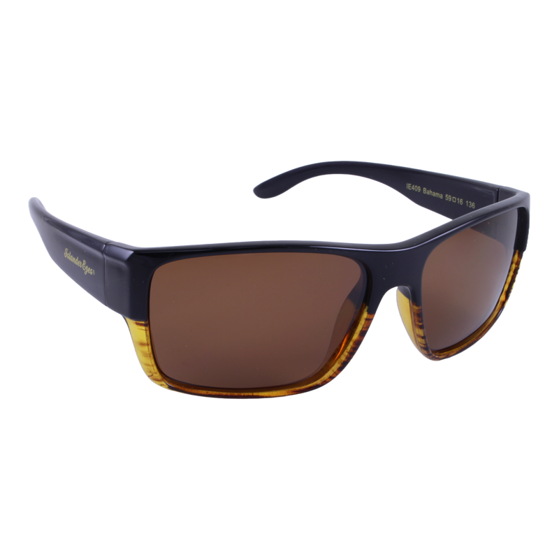 Islander Eyes® Bahama Polarized Sunglasses in Black/Woodgrain with Brown Lens