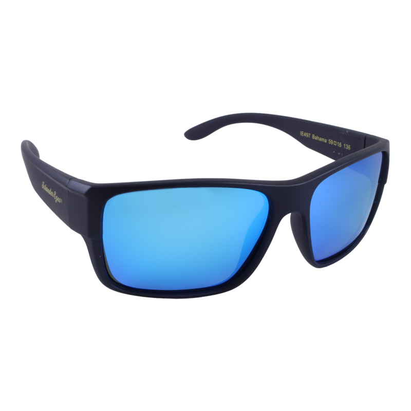 Islander Eyes® Bahama Polarized Sunglasses in Matte Black with Blue Mirror