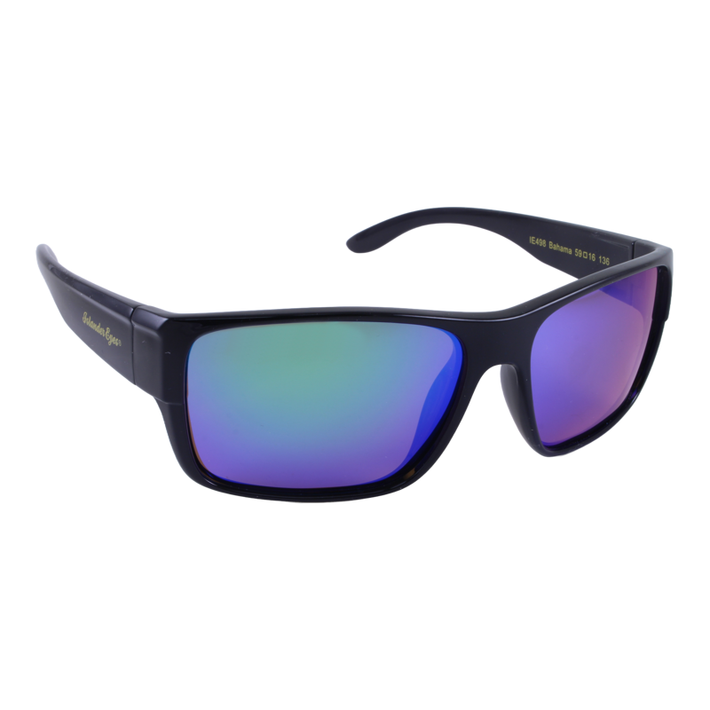 Islander Eyes® Bahama Polarized Sunglasses in Shiny Black with Green Mirror