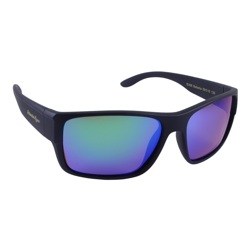 Islander Eyes® Bahama Polarized Sunglasses in Matte Black with Green Mirror