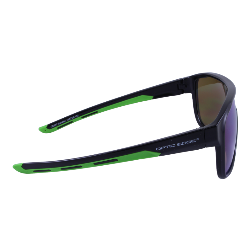 Optic Edge® Rambler in Glossy Black/Green Mirror - side view