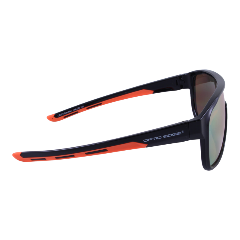 Optic Edge® Rambler in Glossy Black/Orange Mirror - side view