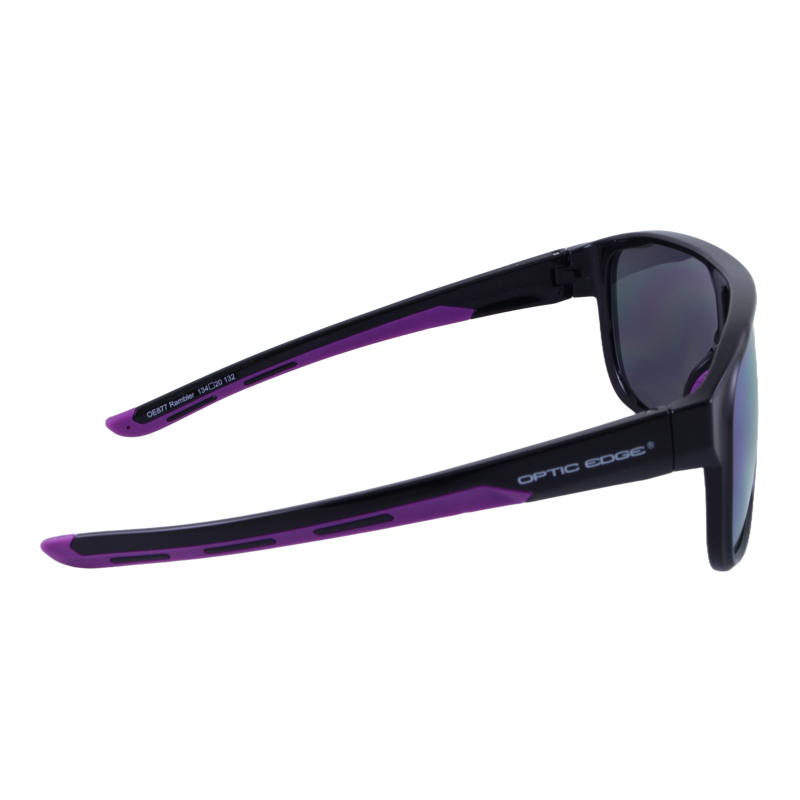 Optic Edge® Rambler in Glossy Black/Purple Mirror - side view