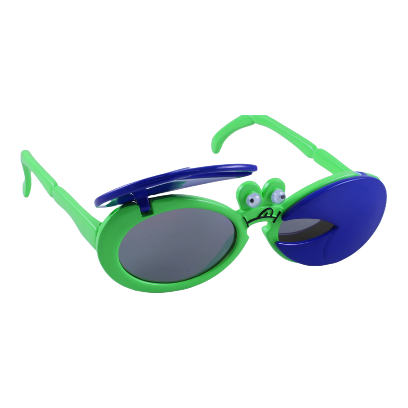 Just A Shade Smaller® Crabby children's sunglasses in lime green with cobalt blue claws