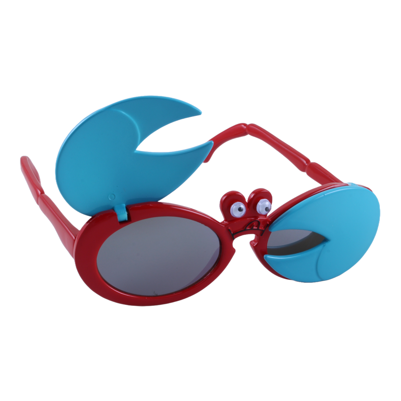 Just A Shade Smaller® Crabby children's sunglasses in cherry red with aqua claws