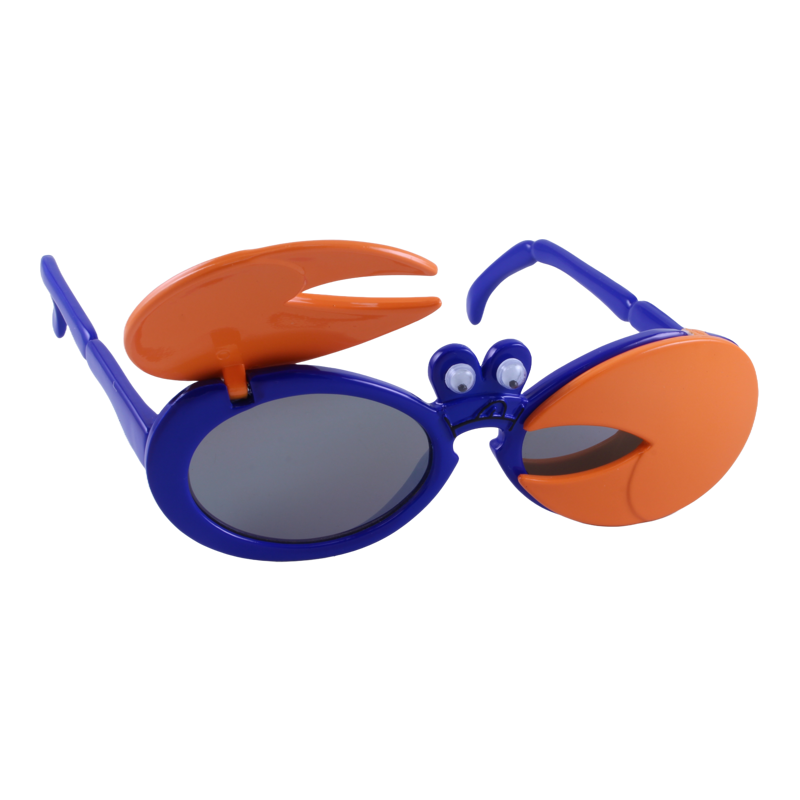 Just A Shade Smaller® Crabby children's sunglasses in cobalt blue with tangerine claws