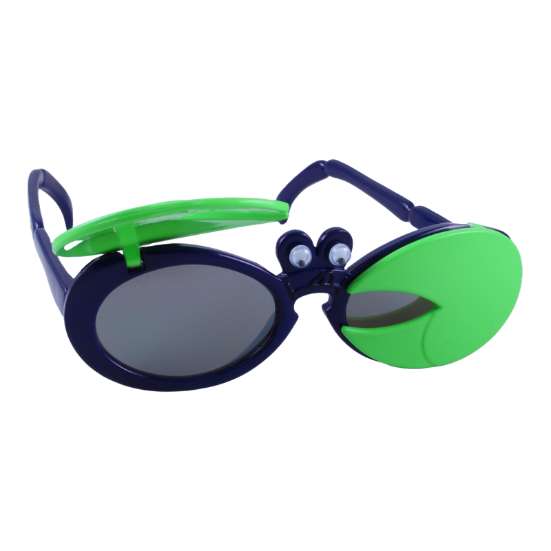Just A Shade Smaller® Crabby children's sunglasses in navy with lime green claws