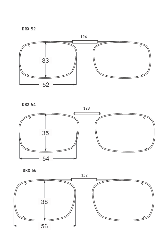 Polarized Clips Deep Rectangle (DRX) 52mm,54mm,56mm Clip-On Sunglasses
