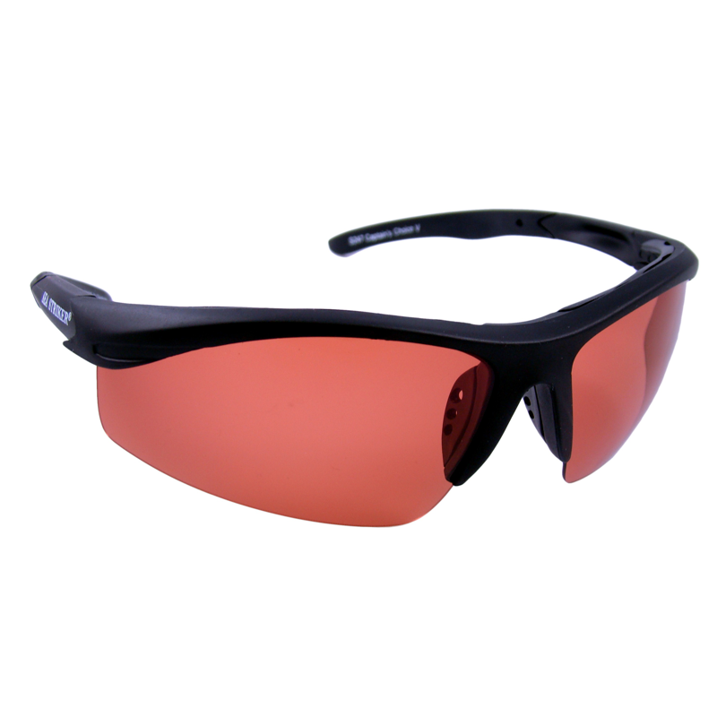 Sea Striker Captain's Choice Polarized Sunglasses with Black Frame and Vermillion Lens (Fits Medium to Large Faces)