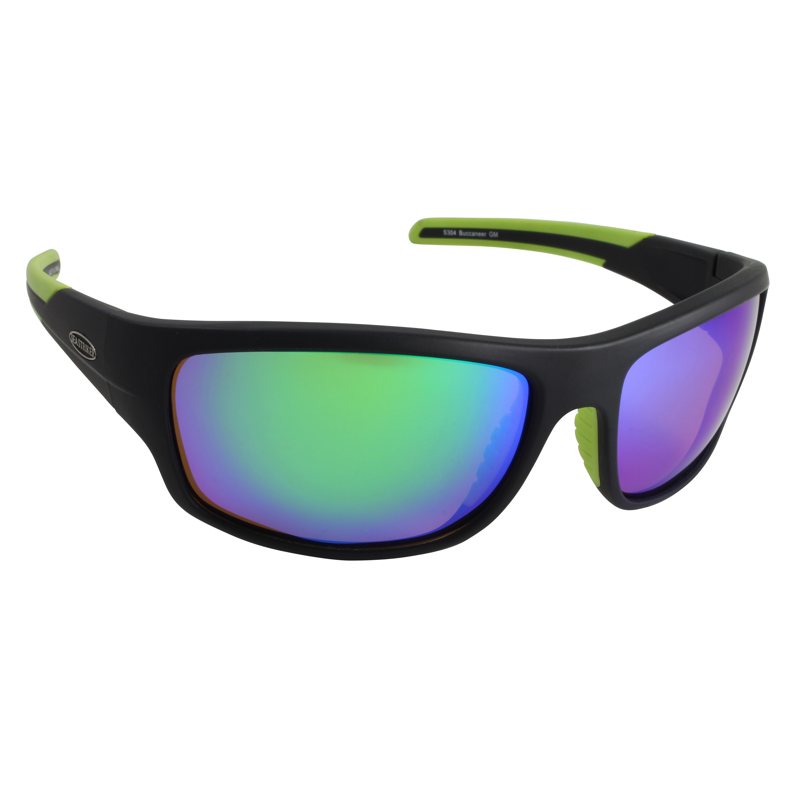 Sea Striker® Buccaneer Matte Black / Green Mirror,Glossy Black / Green Mirror Polarized Sunglasses