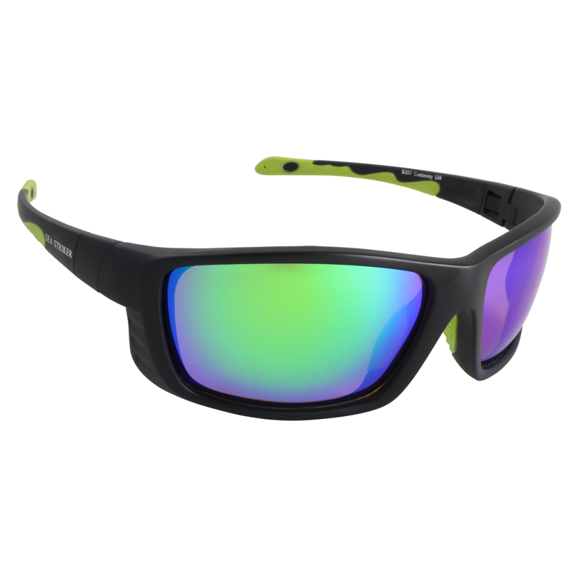 Sea Striker® Castaway Matte Black / Green Mirror,Glossy Black / Green Mirror Polarized Sunglasses