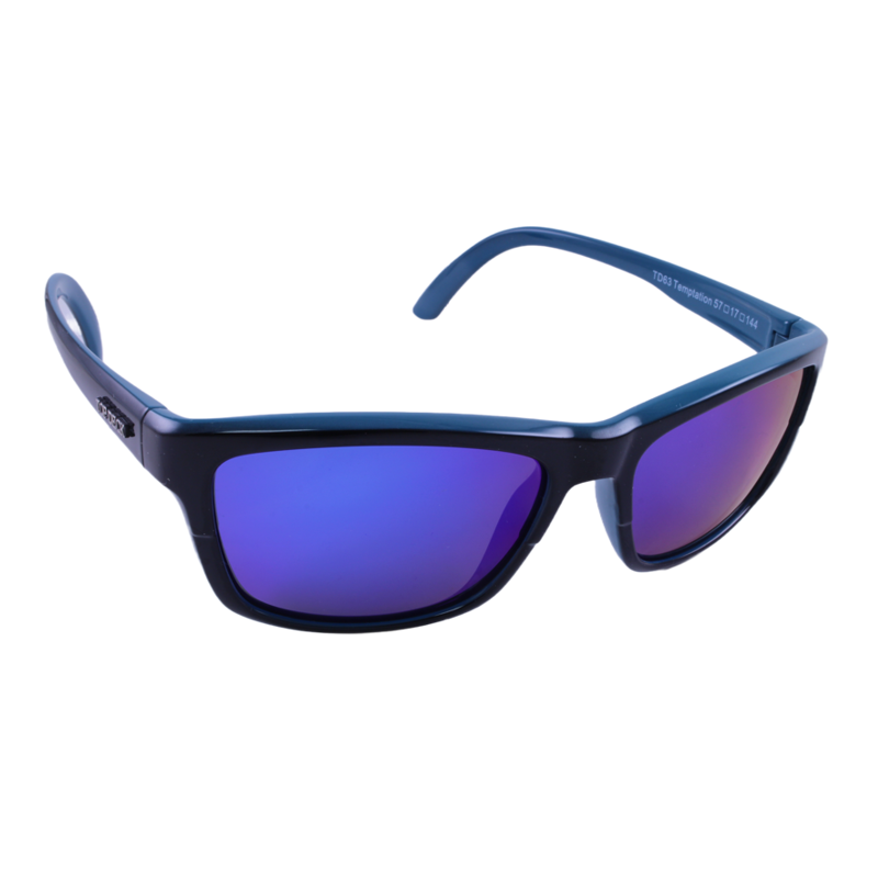 Top Deck Temptation Black & Teal/Blue Mirror Polarized Sunglasses