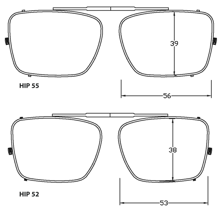 Polarized Clips High Rectangle (HIP) 52mm,55mm Clip-On Sunglasses