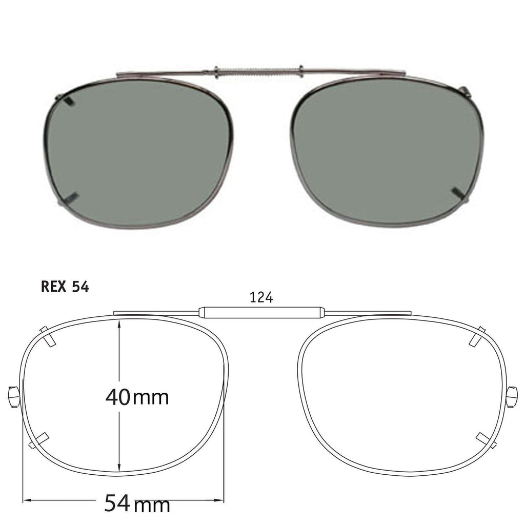 Polarized Clips Rectangle (REX) 54mm / Gunmetal/Grey Clip-On Sunglasses