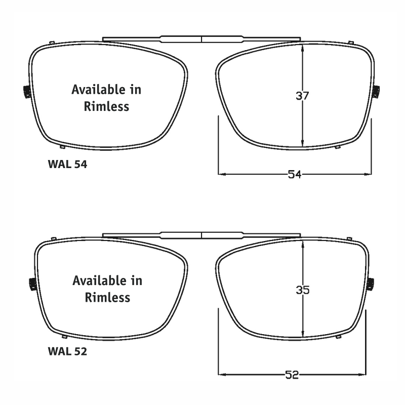 Polarized Clips Wide Rectangle (WAL) 52mm,54mm Clip-On Sunglasses